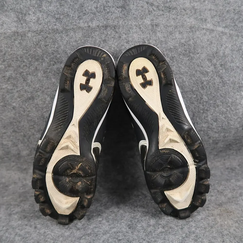 Under Armour Shoes Kids 3.5 Baseball Cleats Sport Athletic Lace Up Black White